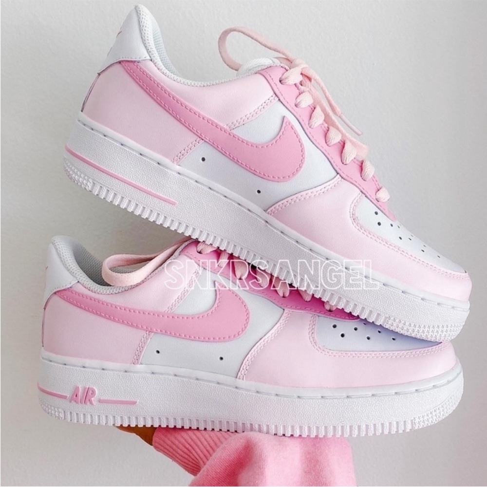 Nike custom air force 1 low baby pink barbie pink sneakers